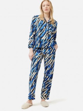 JIGSAW Abstract Zebra Pyjama Blue – women’s animal print pyjamas – womens sleepwear