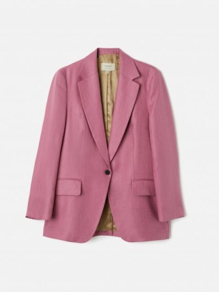 JIGSAW Irish Linen Gibson Blazer Pink / women’s single breasted blazers / womens smart jackets