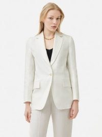 JIGSAW Linen Twill Gibson Blazer in White / women’s single breasted summer blazers
