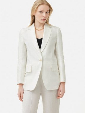 JIGSAW Linen Twill Gibson Blazer in White / women’s single breasted summer blazers