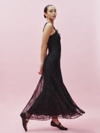 Reformation Kaiden Dress in Black ~ sleeveless sheer lace overlay occasion maxi dresses ~ sweetheart neckline ~ luxury vintage style clothes ~ romantic fashion ~ romance inspired clothing