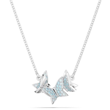 SWAROVSKI Lilia necklace Butterfly, Blue, Rhodium plated – necklaces with butterflies – insect themed jewellery embellished with crystals – crystal jewelry - flipped