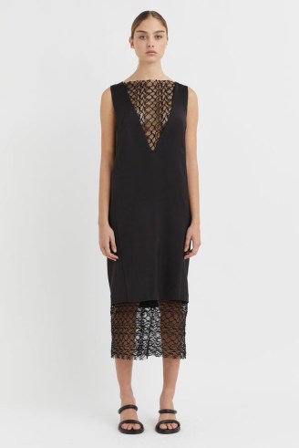 CAMILLA AND MARC Lorelei Lace Dress in Black – chic semi sheer dresses - flipped