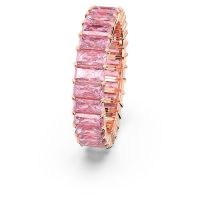 SWAROVSKI Matrix ring Baguette cut, Pink, Rose gold-tone plated – crystal rings
