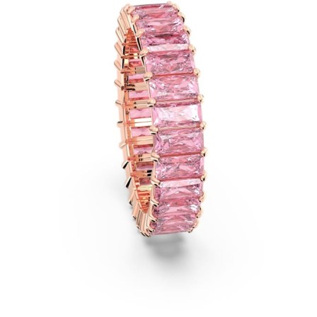 SWAROVSKI Matrix ring Baguette cut, Pink, Rose gold-tone plated – crystal rings - flipped