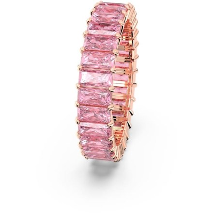 SWAROVSKI Matrix ring Baguette cut, Pink, Rose gold-tone plated – crystal rings