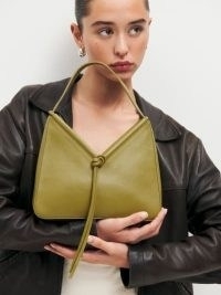 Reformation Medium Chiara Convertible Bag in Chartreuse ~ yellow green leather handbags ~ luxe shoulder bags