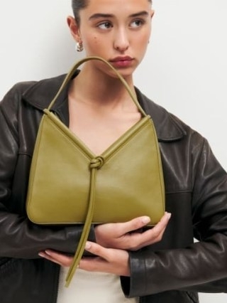 Reformation Medium Chiara Convertible Bag in Chartreuse ~ yellow green leather handbags ~ luxe shoulder bags