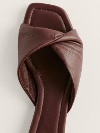 Reformation Mikki Twist Flat Sandal in Chestnut | dark brown nappa ...