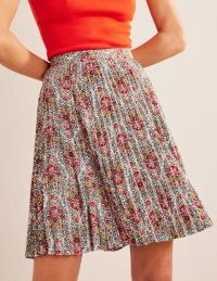 Boden Mini Pleated Skirt Multi, Vine Terrace / floral print flippy skirts