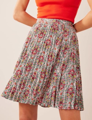 Boden Mini Pleated Skirt Multi, Vine Terrace / floral print flippy skirts - flipped