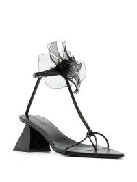 Nensi Dojaka flower-detail 75mm sandals in black / strappy block heels