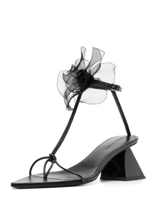 Nensi Dojaka flower-detail 75mm sandals in black / strappy block heels - flipped