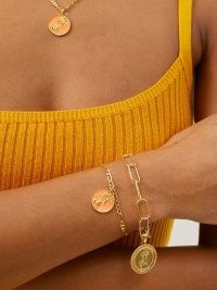 HERMINA ATHENS Circe’s Lion enamel & gold-plated bracelet / orange enamelled charms / womens chain link bracelets / women’s summer jewellery
