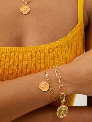 HERMINA ATHENS Circe’s Lion enamel & gold-plated bracelet / orange enamelled charms / womens chain link bracelets / women’s summer jewellery