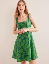 Boden Organza Mini Dress in Jasmine Green, Windsor Bloom / floral print sleeveless fit and flare dresses