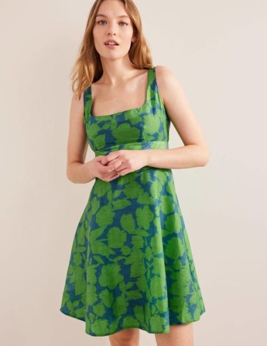 Boden Organza Mini Dress in Jasmine Green, Windsor Bloom / floral print sleeveless fit and flare dresses