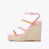 KG Kurt Geiger Palmer Wedged Sandals in Pink Combination | high strappy wedges | women’s ankle strap wedge heel footwear | womens summer shoes
