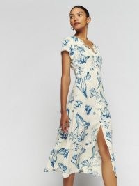 Reformation Raelynn Dress in Lisse / floral print short sleeve button front midi dresses