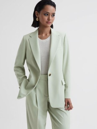 REISS NAOMI SINGLE BREASTED WOOL BLEND BLAZER GREEN – women’s spring blazers – women’s smart jackets