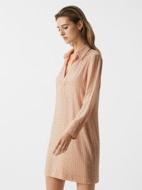 REISS AUSTIN EMBELLISHED MINI SHIRT DRESS NUDE ~ women’s luxury long sleeve collared dresses ~ luxe party clothing ~ womens evening clothes