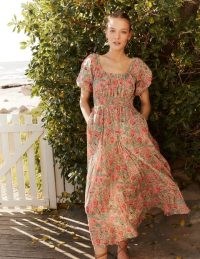 Boden Scoop Neck Maxi Dress in Multi, Gardenia Whirl – floral print dresses – feminine clothing