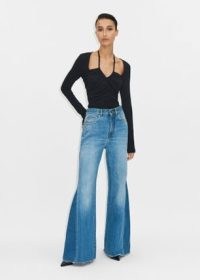 ME and EM Short Length Split Seam Flare Jean ~ women’s flared relaxed fit jeans ~ womens tonal blue denim flaes