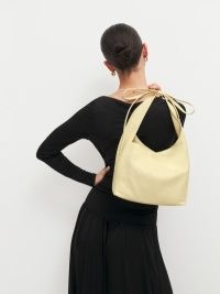 Reformation Small Vittoria Tote in Parmesan ~ luxury leather shoulder bags ~ luxe handbags