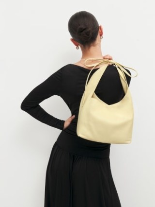 Reformation Small Vittoria Tote in Parmesan ~ luxury leather shoulder bags ~ luxe handbags