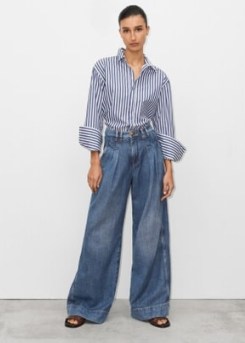 ME and EM Soft Pleat Front Jean in Blue Wash Supersoft Denim ~ women’s wide leg jeans with deep pressed pleats ~ womens relaxed fit denim clothes - flipped