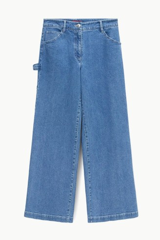 STAUD PAINTER PANT MEDIUM WASH | women’s relaxed fit denim trousers | womens cargo patch pocket jeans | hammer loop detail