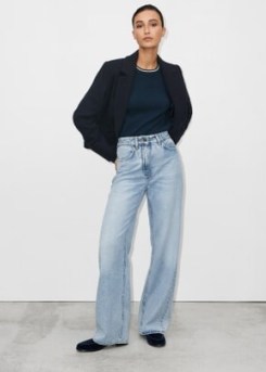 ME and EM Super Relaxed Bootcut Jean in Active Blue ~ women’s mid rise full legth jeans ~ womens light blue vintageinspired wash denim clothes - flipped