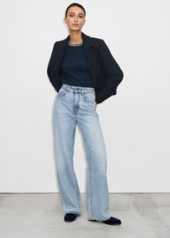 ME and EM Super Relaxed Bootcut Jean in Active Blue ~ women’s mid rise full legth jeans ~ womens light blue vintageinspired wash denim clothes
