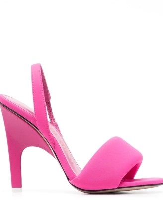 The Attico Rem 105mm padded sandals fuchsia pink ~ chunky heeled slingbacks ~ slingback shoes - flipped