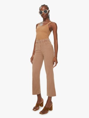 MOTHER The Stash Tripper Ankle in Beaver Fur | light brown cropped jeans | high rise waist | womens denim fashion | crop leg - flipped