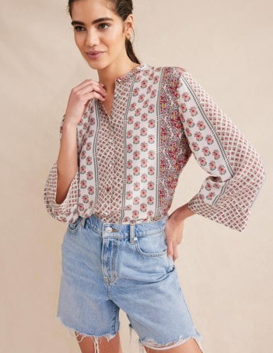 BODEN Wide Sleeve Relaxed Blouse Rose Pink, Dainty Floret – mixed print floral blouses – women’s tops with multi flower prints