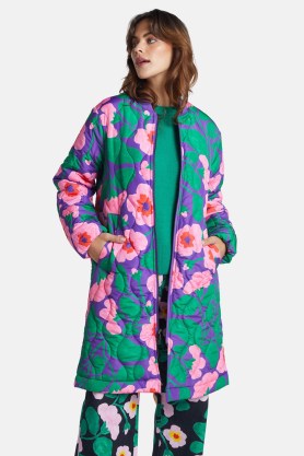 gorman x Liv Lee Wild Roses Quilted Coat / women’s floral coats / womens sustainable fashion / recycled fabric outerwear - flipped