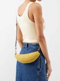 ANYA HINDMARCH Banana woven-raffia cross-body bag – yellow fruit themed crossbody bags – summer crossbody – holiday accessories