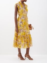 ZIMMERMANN Yellow High Tide floral-print silk-georgette dress – ruffle trim occasion dresses – feminine summer event clothes – romance inspired clothing – romantic fashion