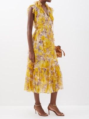 ZIMMERMANN Yellow High Tide floral-print silk-georgette dress – ruffle ...