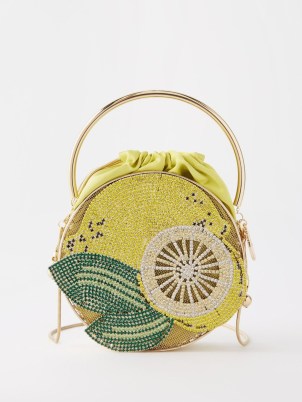 ROSANTICA Limonata mini crystal-embellished handbag / yellow fruit themed occasion bags / luxury event handbags / lemons / fruits / coloured crystals