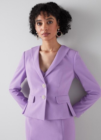 L.K. BENNETT Adele Lilac Recycled Crepe Jacket ~ women’s lavender pearl ...