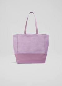 L.K. BENNETT Adley Lilac Suede Tote Bag ~ luxe shopper style bags ~ summer handbags