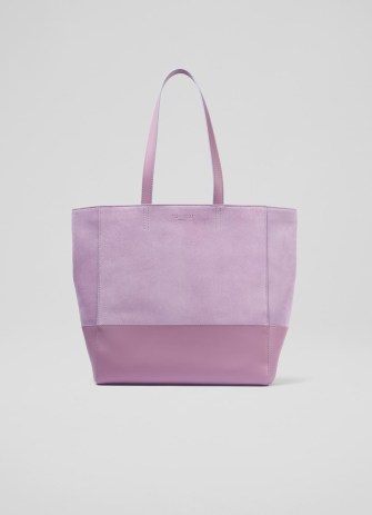 L.K. BENNETT Adley Lilac Suede Tote Bag ~ luxe shopper style bags ~ summer handbags - flipped