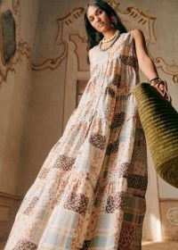 Sezane ALAMEDA DRESS Floral Patchwork / women’s sleeveless mixed print organic cotton dresses / womens bohemian summer clothes / floaty boho clothing