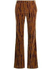 Bally Brown tiger-print velvet trousers – women’s plush animal printed pants – luxury clothing