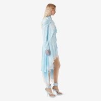 BURBERRY Lace Detail Satin Reconstructed Gown in Glacier Blue ~ luxury contemporary clothing ~ asymmetric dresses ~ luxe occasionwear ~ women’s designer occasion clothes