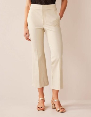 Boden Bi-Stretch Crop Flare Trousers Dorset Cream – women’s smart cropped trouser - flipped