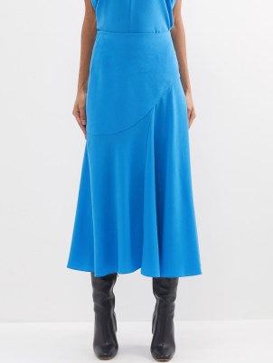 ROKSANDA Blue Adelaide bias-cut crepe midi skirt – women’s fluid fabric skirts - flipped