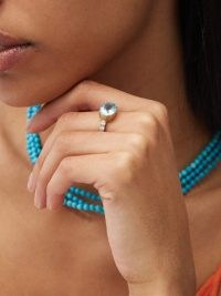 IRENE NEUWIRTH Diamond & aquamarine 18kt gold ring – women’s luxury light blue stone rings